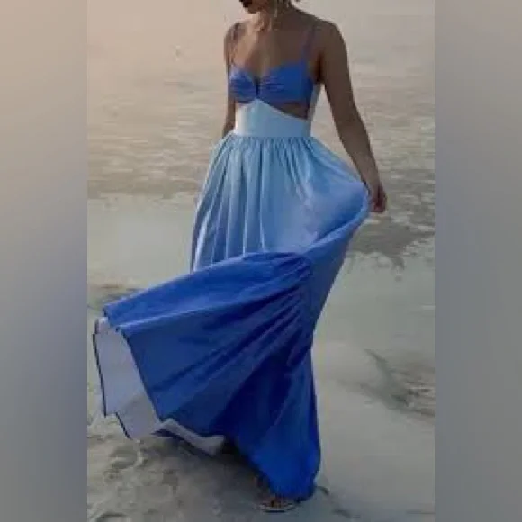 Commense Blue Ombre Cut-Out Dress - Picture 1 of 4